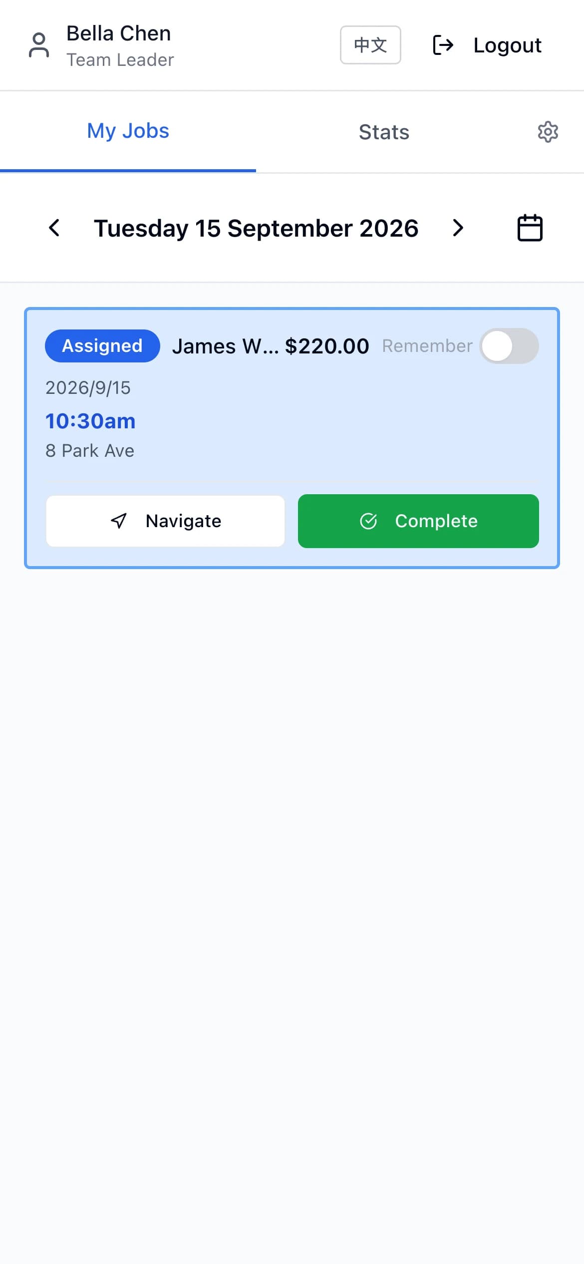 Team portal on mobile